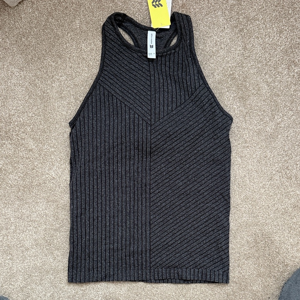 all in motion Black Ribbed High-Neck Tank Top